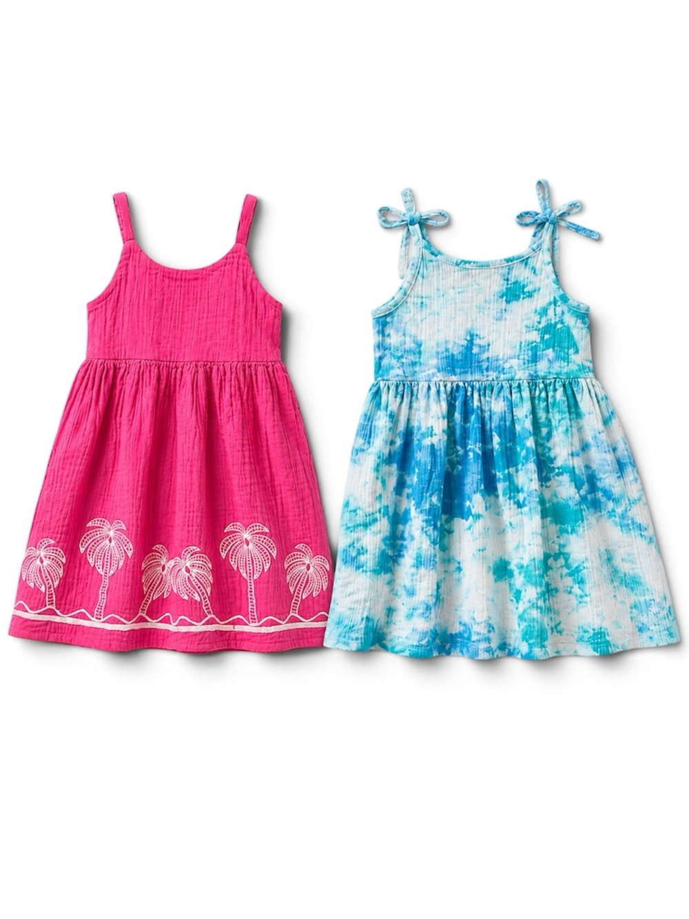 Old Navy Toddler Girls Summer Dress Bundle Palm Tree & Tie Dye Size 2T